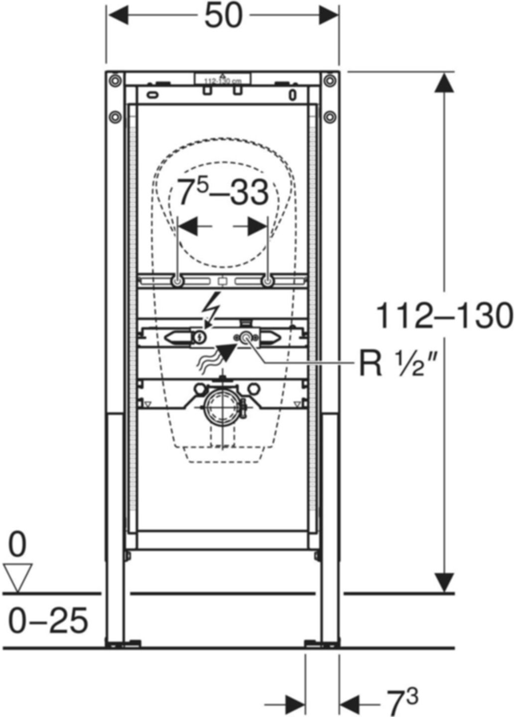 Urinal-Element Universal, Typ 112/130 Keramik int.Urinalsteuerung 111.628.00.2 - Geberit-Duofix