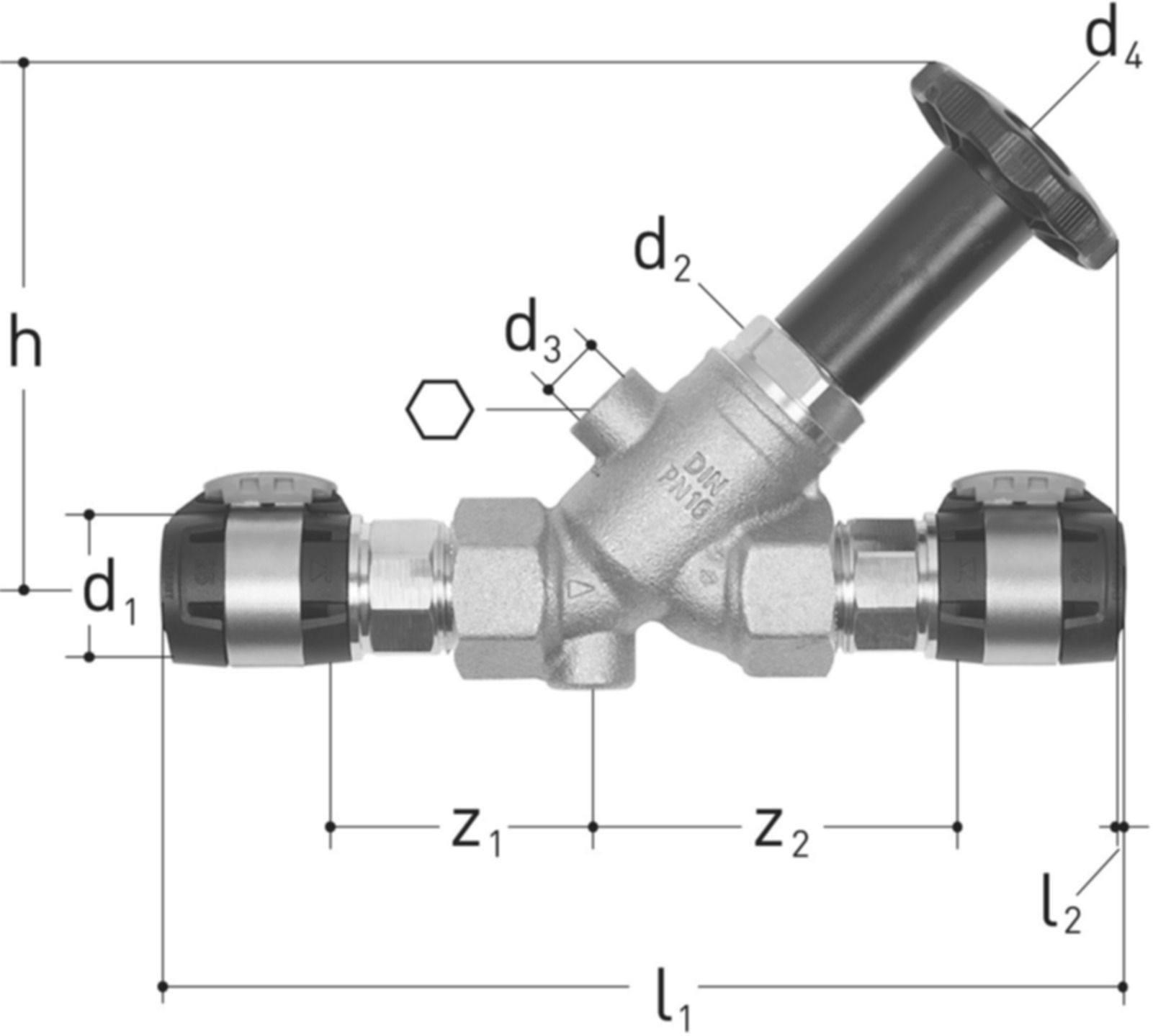 Schrägsitzventil FlowFit 16mm 5239.016 ohne Entleerventil - JRG Armaturen