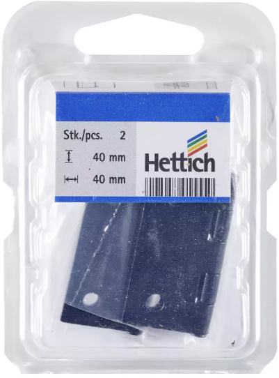 Hettich Scharnier Stahl schwarz, 40 x 40 x 1mm, à 2 Stk - Diverse Möbelbeschläge und Zubehör