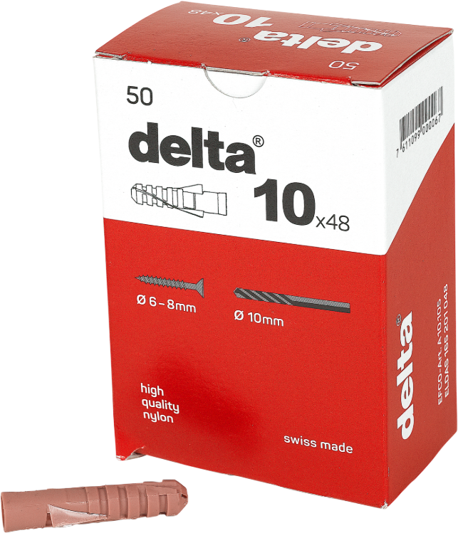DELTA Spiraldübel, Nylon Ø 10mm, L= 48mm, A 10.105 - Diverse Dübel