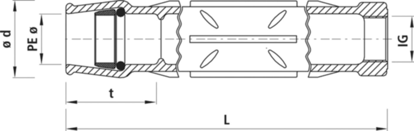 PE-Mauerdurchführung, 6970 d 40mm - 11/4" - Hawle Steckfittinge